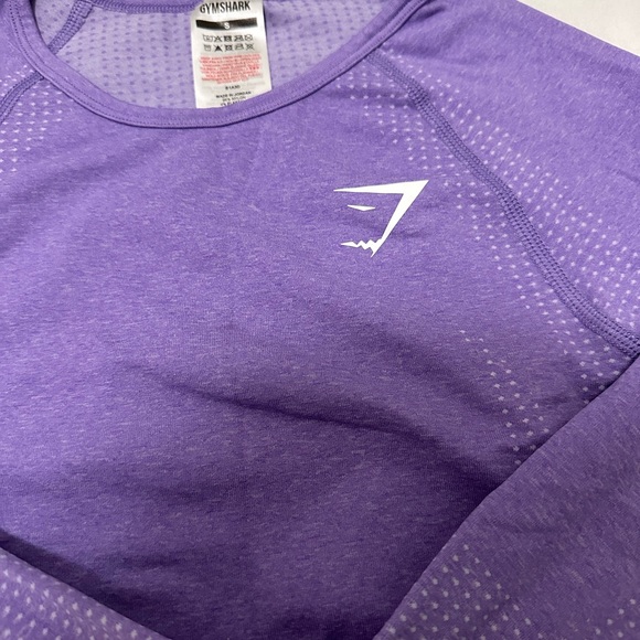 Gymshark womens vital seamless 2.0 long sleeve crop top digital violet marl💜 - Picture 2 of 3
